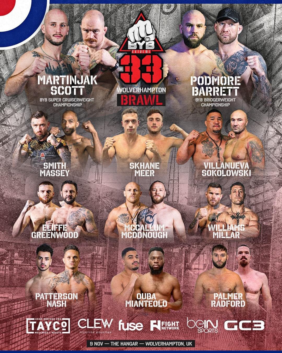 BYB 33 fight card poster